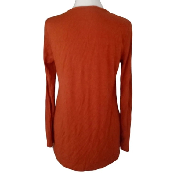 Chico's Lace Detail Shoulder Long Sleeve Burnt Orange Blouse Tunic Length Size 0 - Picture 3 of 7